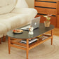 Oval Solid Wood Coffee Table with Sintered Stone Top