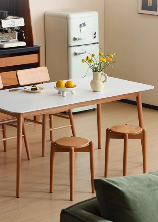 Stackable Solid Wood Round Stool