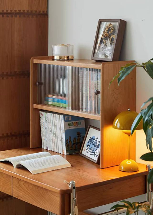 Solid Wood Tabletop Shelf with Closed Storage