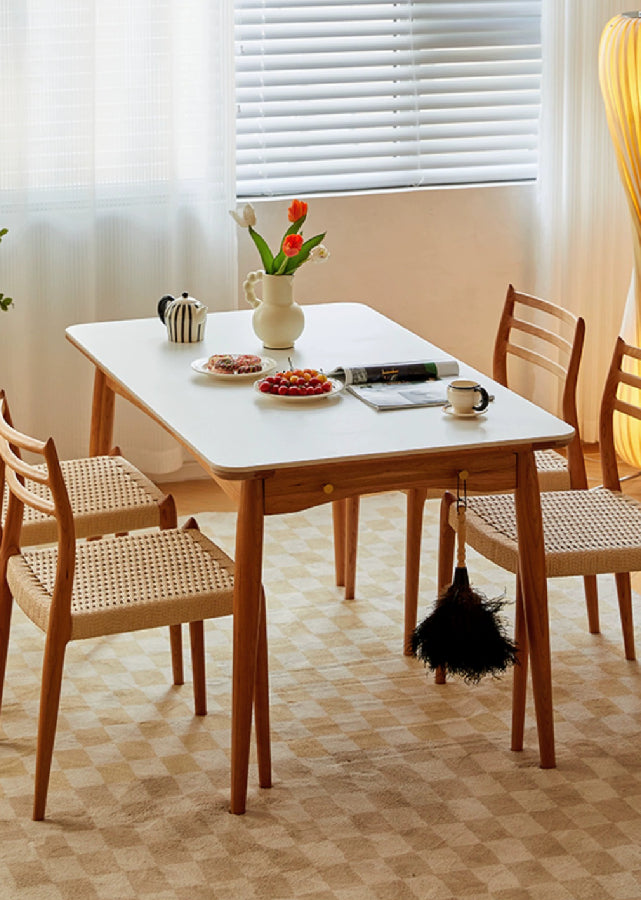 Lex Rectangular Solid Wood and Sintered Stone Table