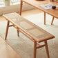 Rectangular Solid Wood and Rattan Bench
