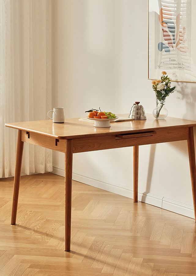 Alma Solid Wood Extendable Table is available in a variety of lengths.