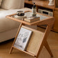 Cote Solid Wood and Rattan Side Table