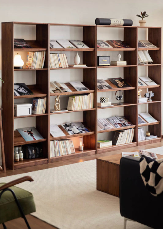 Full-Wall Solid Wood Open Bookshelves V2