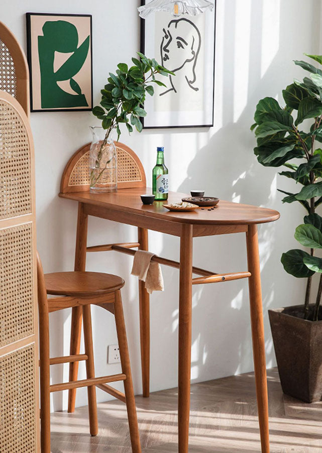 Solid Wood and Rattan Counter Table