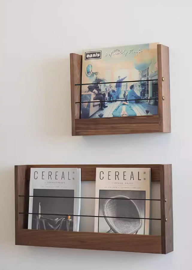 Solid Wood Vinyl/Magazine Wall Rack
