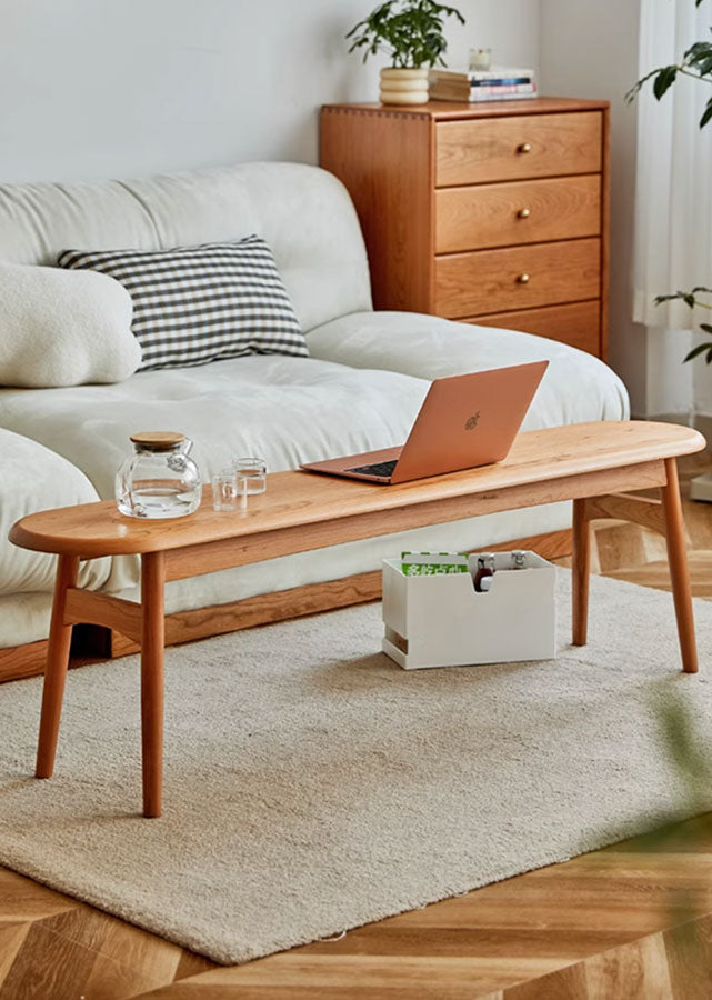 Ronda Rounded Solid Wood Bench with Cushion – nichinichi
