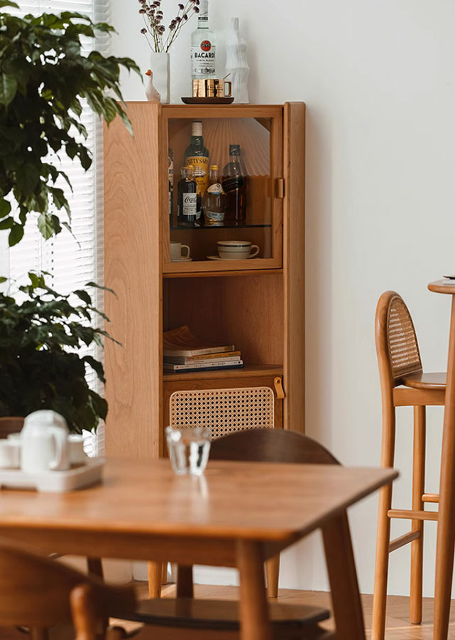 Fute Solid Cherry Wood Corner Cabinet