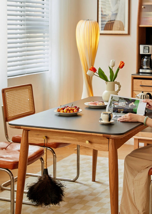 Lex Rectangular Solid Wood and Sintered Stone Table