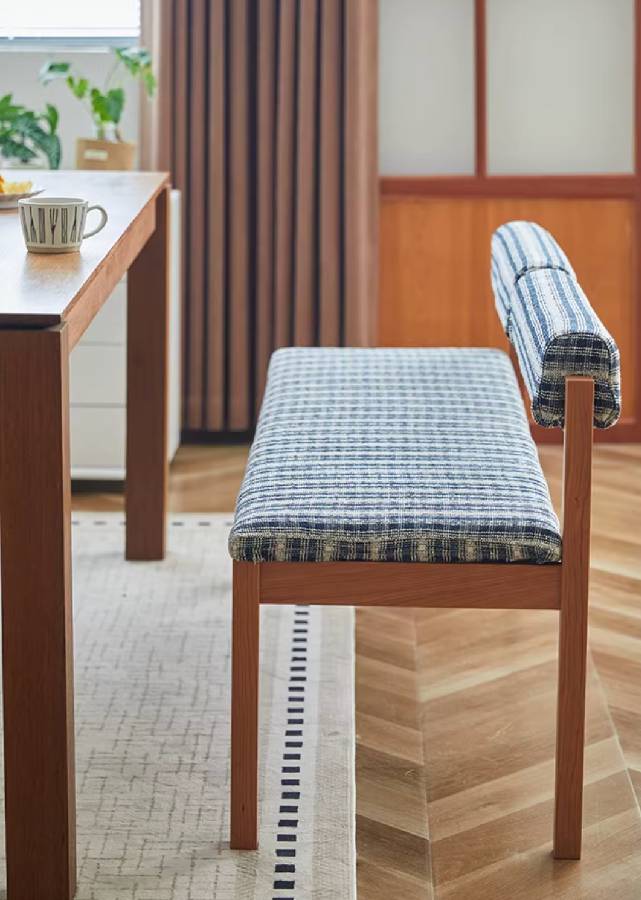 Solid Wood Bench with Cushion Back