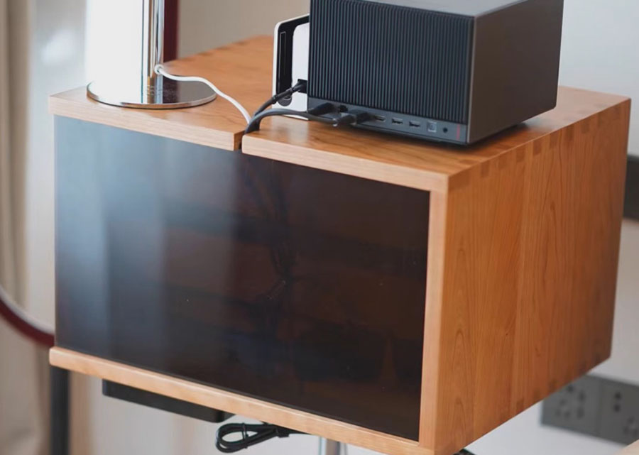 Solid Wood Adjustable Height Side Table