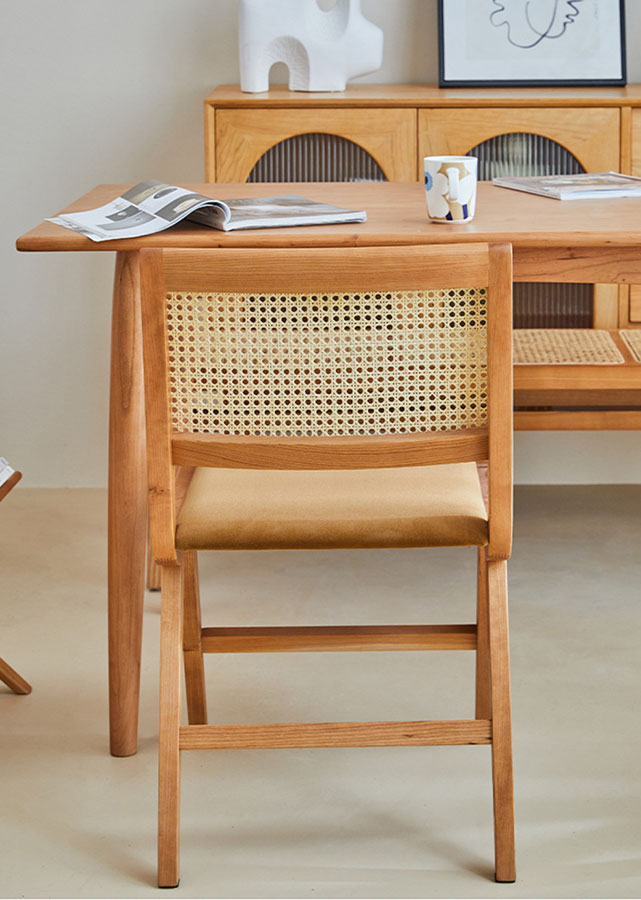 Charlie Solid Cherry Wood Chair with Cushion, back view