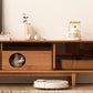 The Filos Solid Cherry Wood TV Console has a playful design inspired by a cat's playground.