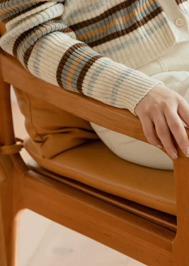 Solid Wood Chair with Armrest and Cushion