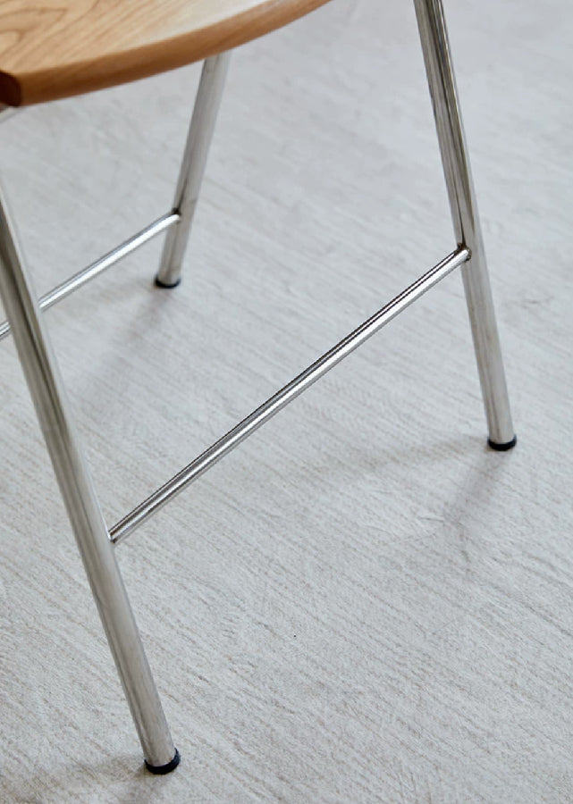 Stackable Solid Wood Stool with Stainless Steel Legs