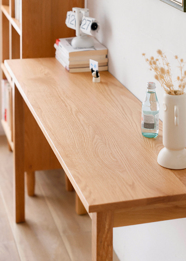 Compact Solid Cherry Wood Study Table, close up