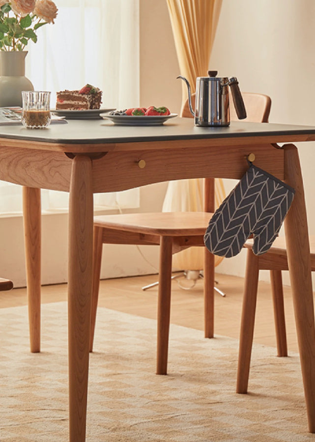 Lex Rectangular Solid Wood and Sintered Stone Table