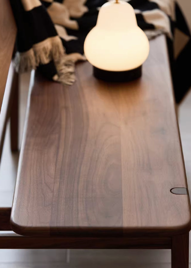 Solid Dark Walnut Bench with Back