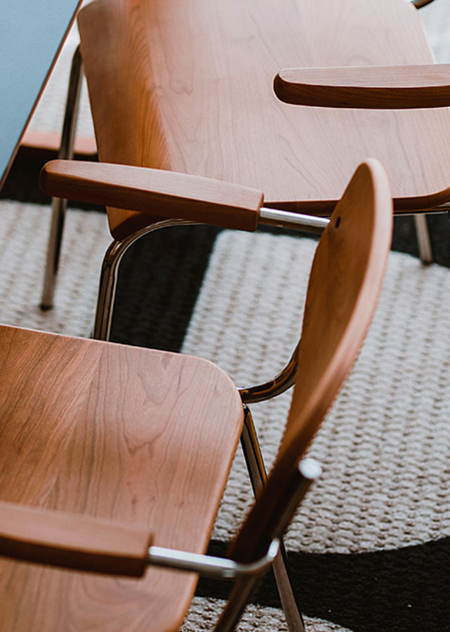 Kremo Solid Cherry Wood and Stainless Steel Chair, close up