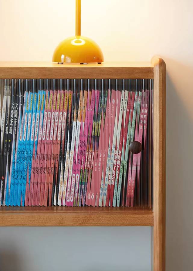 Solid Wood Tabletop Shelf with Closed Storage