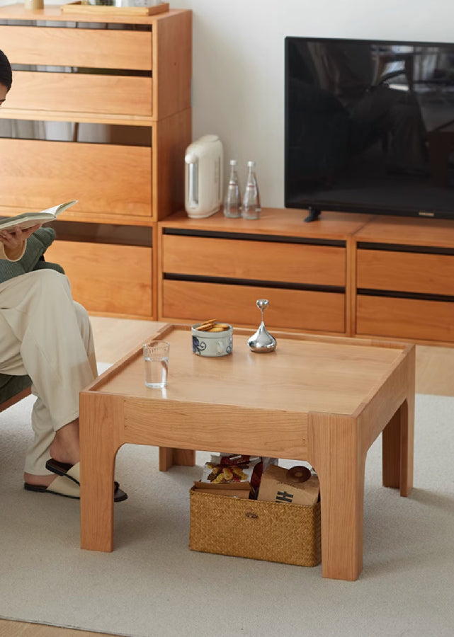 Solid Wood Square Coffee Table / Chabudai