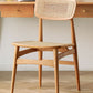Levo Solid Cherry Wood Chair with rattan backrest and rattan seat