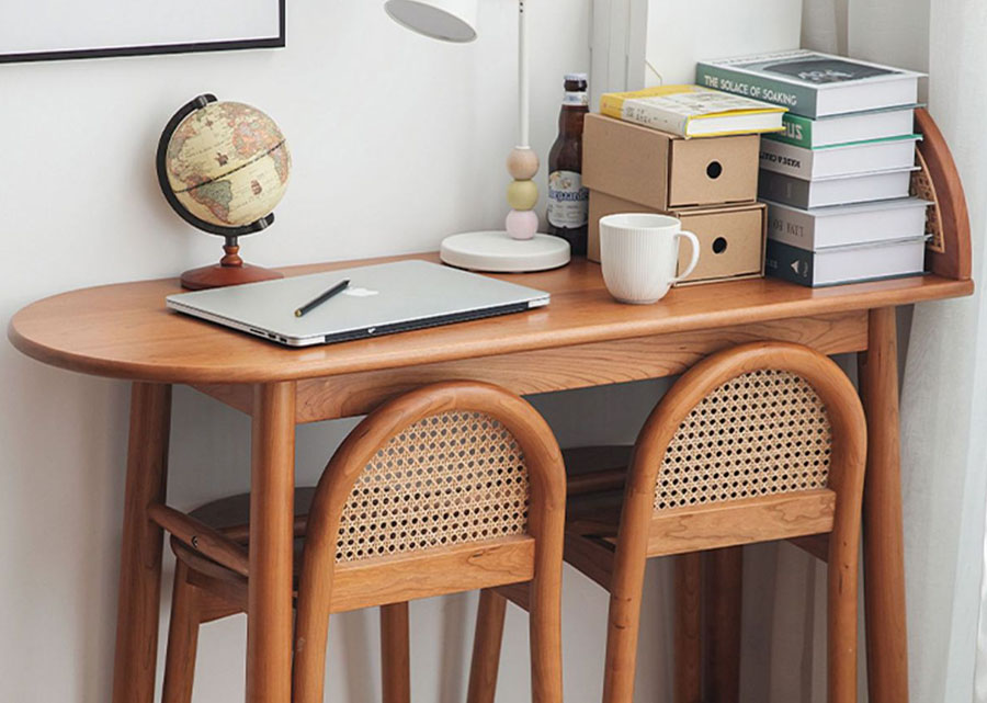 Solid Wood and Rattan Counter Table