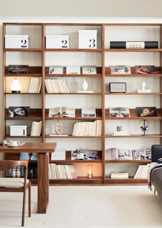 Full-Wall Solid Wood Open Bookshelves V2