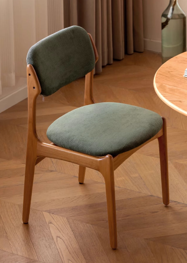Solid Wood Chair with Detachable Corduroy Cover