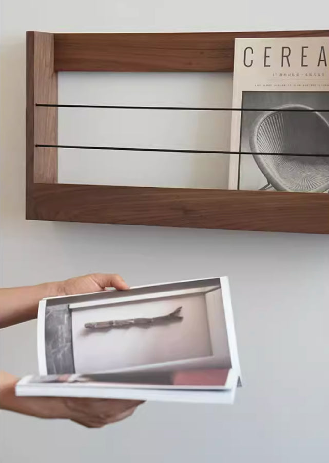 Solid Wood Vinyl/Magazine Wall Rack