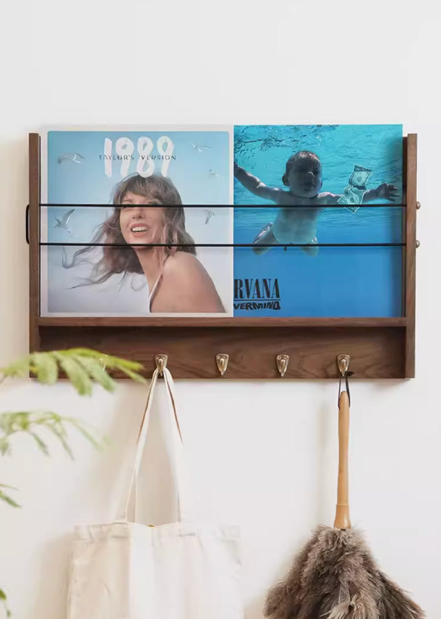 Solid Wood Vinyl/Magazine Wall Rack