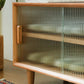Carre II Solid Wood Bench & Shoe Cabinet, close up of glass