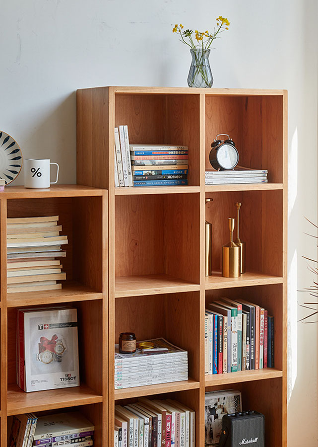 Cubes Solid Cherry Wood Stackable Sideboard, close up