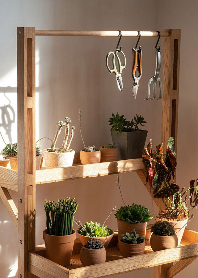Solid Wood Movable Plant Rack