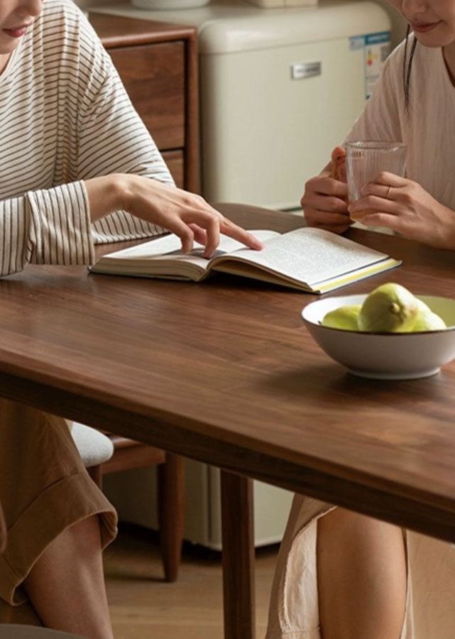 Faber Solid Dark Walnut Dining Table, close up