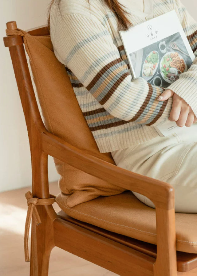 Solid Wood Chair with Armrest and Cushion