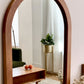 Apli Solid Cherry Wood Full-Length Mirror, close up.