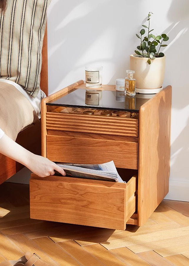 Donovan Solid Wood Nightstand with Wheels