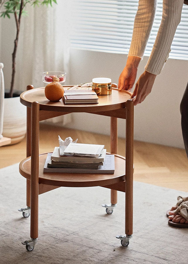 Roda Solid Wood Round Table with Wheels