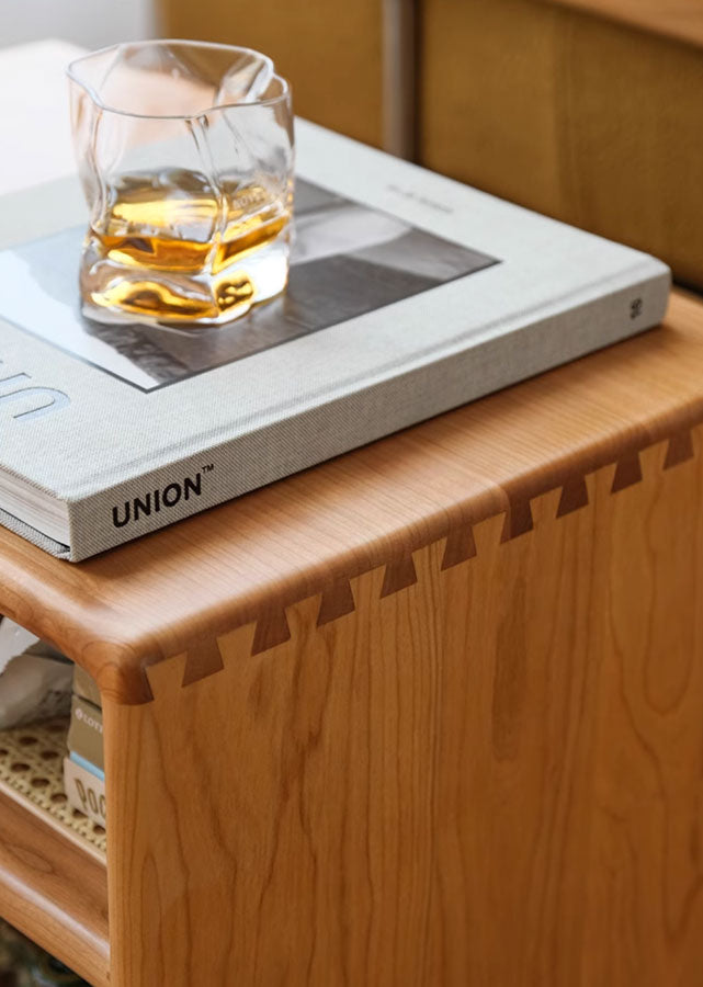 2-Way Solid Wood Table, close up of wood.