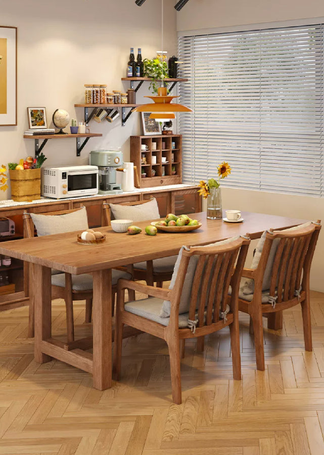 Solid Wood Chair with Armrest and Cushion
