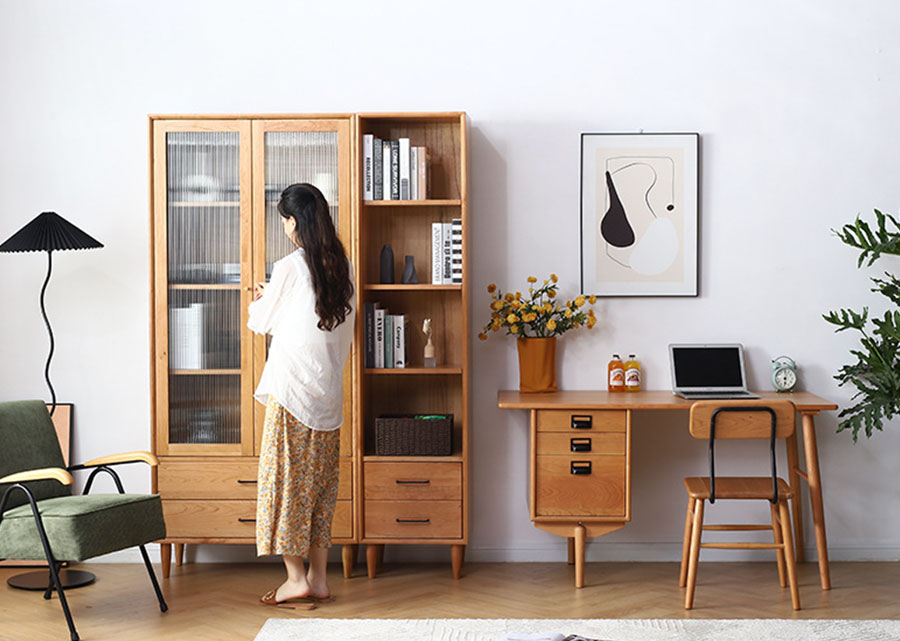 Elegante Solid Wood Tall Bookcase