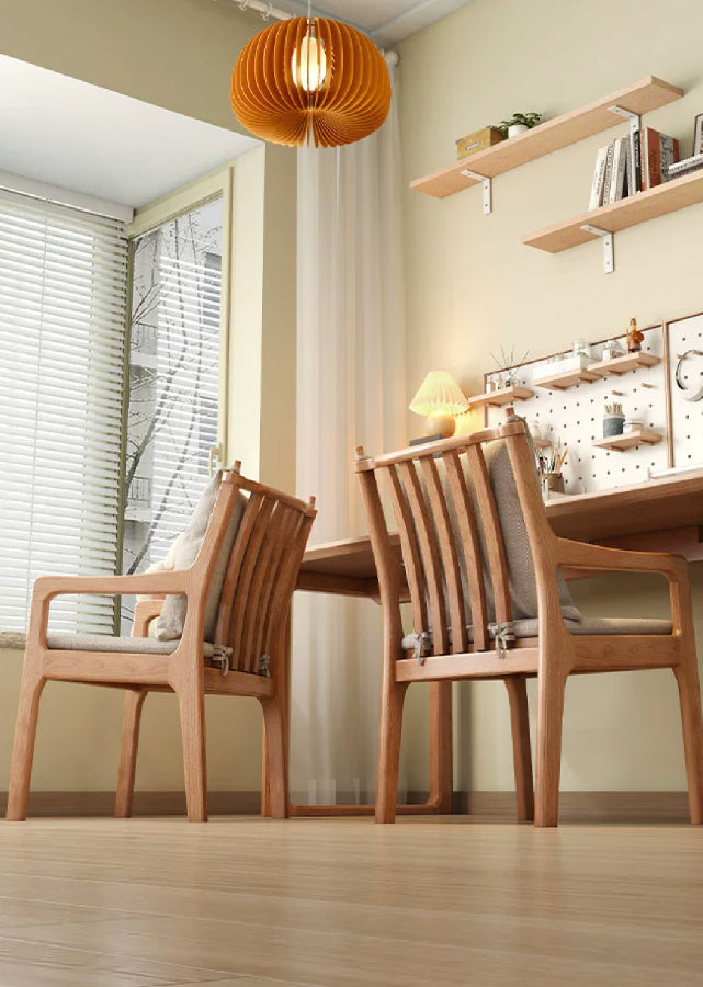 Solid Wood Chair with Armrest and Cushion