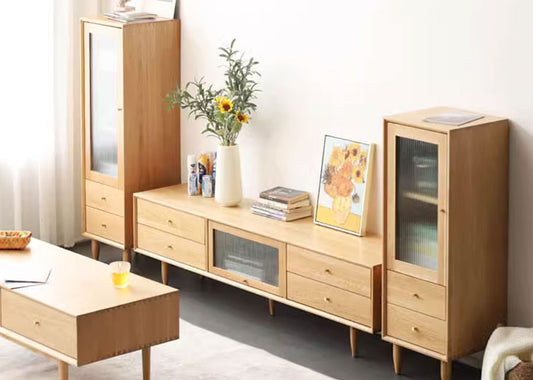 Elegante Solid Cherry Wood Tall Cabinet