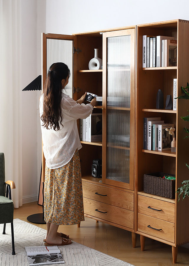 Elegante Solid Wood Tall Bookcase