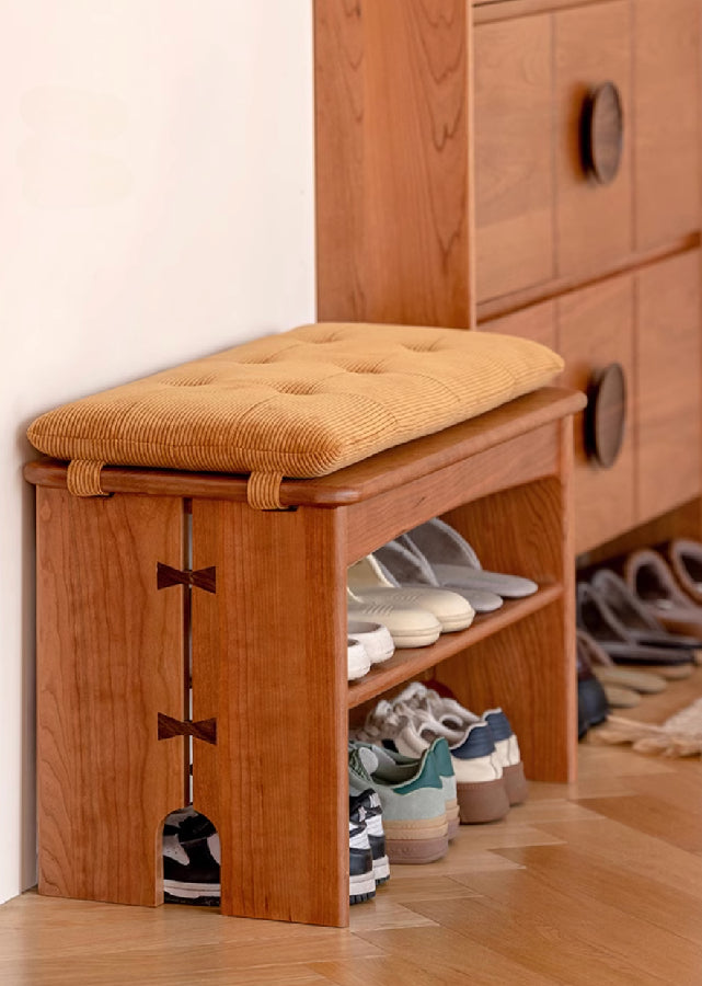 Solid Wood Foyer Bench with Rack