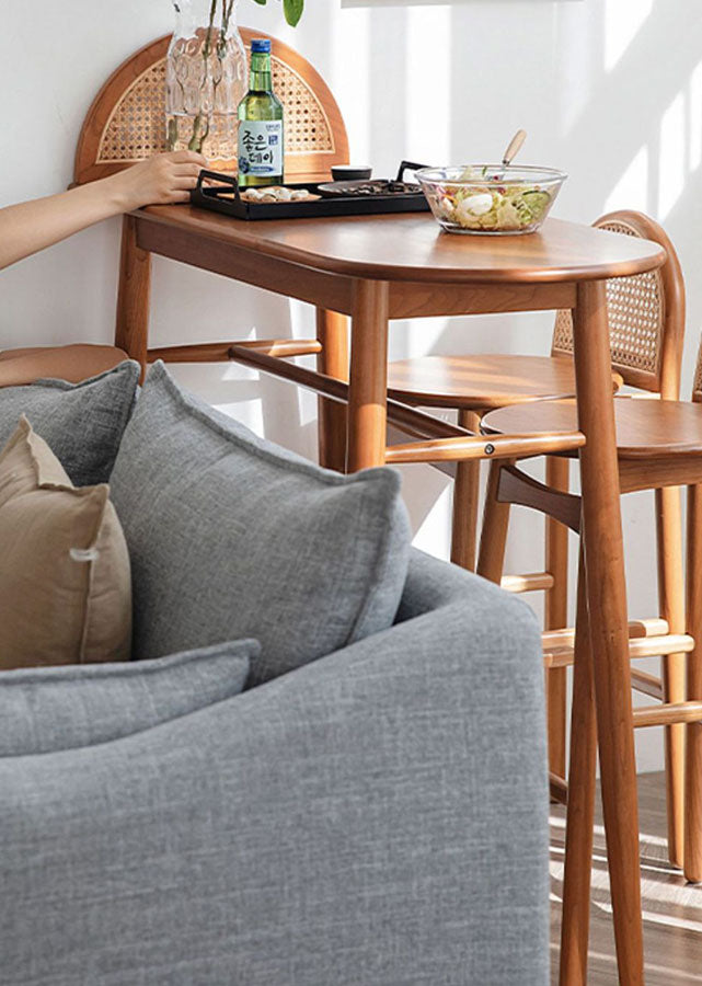 Solid Wood and Rattan Counter Table