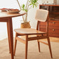 Levo Solid Cherry Wood Chair with rattan backrest and wooden seat