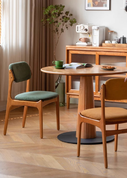 Solid Wood Chair with Detachable Corduroy Cover