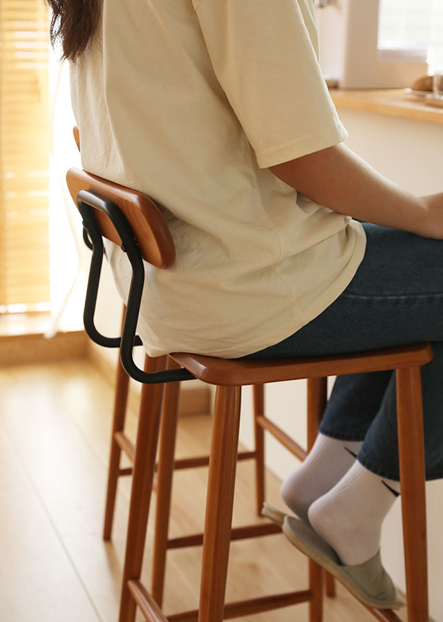 Chocolate Solid Cherry Barstool with Back